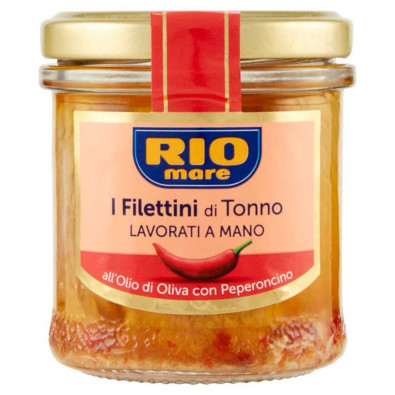 Rio Mare Filettini di Tonno Lavorati a Mano all'Olio di Oliva con Peperoncino Gr.130