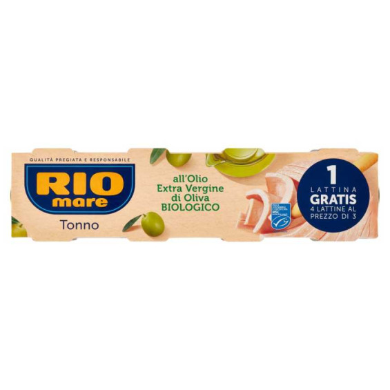 Rio Mare Tonno all'Olio Extra Vergine di Oliva Biologico Gr.65 X Pz.3+1