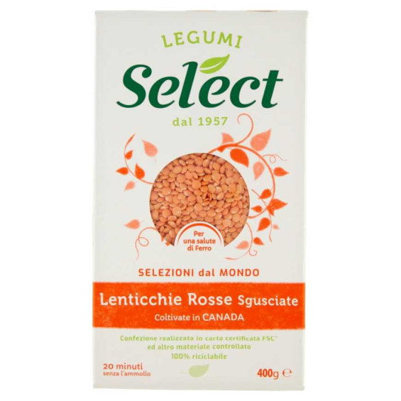 Select Lenticchie Rosse Sgusciate Astuccio Gr.400