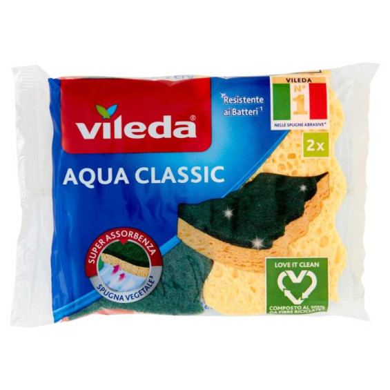 Vileda Spugna Abrasiva Naturale Aqua X2